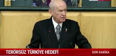 MHP lideri Devlet Bahçeli Terörsüz Türkiye sürecini baltalamak isteyenlere sert tepki gösterdi