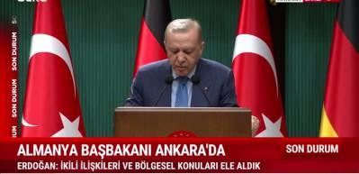 Cumhurbaşkanı Erdoğan Almanya ile yakın işbirliği i&ccedil;inde &ccedil;alışmayı s&uuml;rd&uuml;receğiz dedi