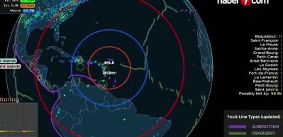 Fransa'nın Karayipler'deki Guadeloupe Adası açıklarında 6,5 büyüklüğünde deprem