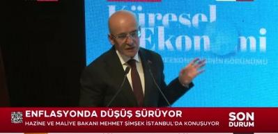 Hazine ve Maliye Bakanı Mehmet Şimşek "Enflasyonda düşüş sürüyor" dedi.