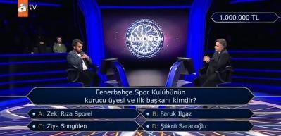 Milyoner'e damga vuran 1 milyon TL'lik Fenerbahçe sorusu: İlk başkanı kimdir?