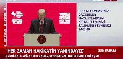 Cumhurbaşkanı Erdoğan "zulme karşı hakkı savunacağız" dedi
