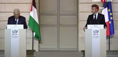 Macron ile Filistin Devlet Başkanı Abbas, başkent Paris'te bir araya geldi