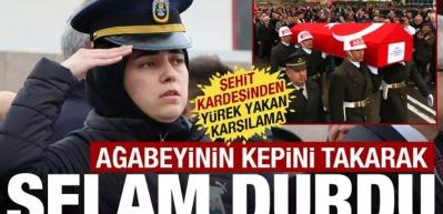 Polis olan kız kardeşi şehit ağabeyini asker selamıyla karşıladı