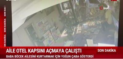 Böcek ailesinin otel kapısını açmaya çalıştığı anlar ortaya çıktı!