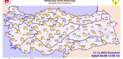 Meteoroloji genel müdürlüğü yurt genelinden beklenen hava tahminini paylaştı