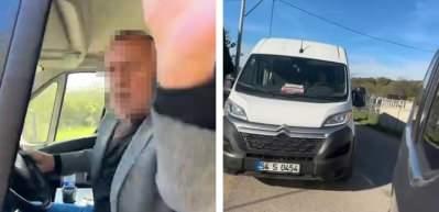 Öğrenci dolu okul servisi şoförünün, trafikte bıçaklı tehdit iddiası