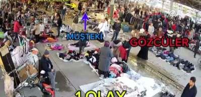 Pazaryerinde akılalmaz yankesicilik! Saniye saniye görüntülendiler