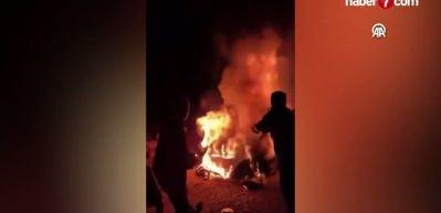 Alev alan araçtaki 5 kişiyi kurtardı! Bakandan Tunç'tan tebrik mesajı