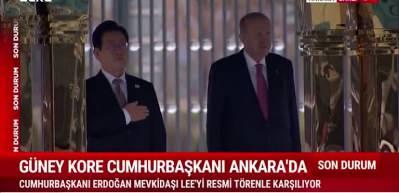 Başkan Erdoğan, Güney Kore Devlet Başkanı Lee’yi resmi törenle karşıladı