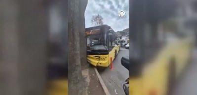 İETT otobüsü ağaca çarptı