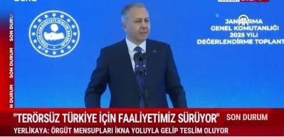 Bakan Ali Yerlikaya : 2025 yılında 103 terör örgütü mensubu teslim oldu