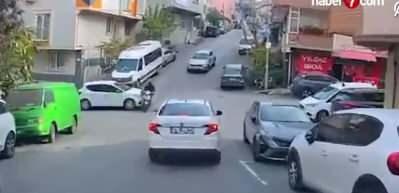 İstanbul'da otomobille motosikletin çarpıştığı kaza kamerada