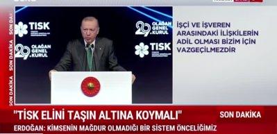 Cumhurbaşkanı Erdoğan TİSK 29. Olağan Genel Kurulu'nda önemli açıklamalarda bulundu