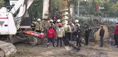Kadıköy Fikirtepe'de bir şantiyede kuyuya düşen işçiyi ekipler böyle kurtardı