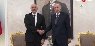 Cumhurbaşkanı Erdoğan, Azerbaycan Cumhurbaşkanı Aliyev ile g&ouml;r&uuml;şt&uuml;