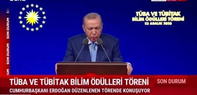 Cumhurbaşkanı Erdoğan T&Uuml;BA ve T&Uuml;BİTAK bilim &ouml;d&uuml;lleri t&ouml;reninde konuştu