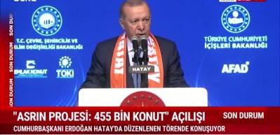 Cumhurbaşkanı Erdoğan'dan Hatay'da  455 bininci konut teslim t&ouml;reninde konuştu