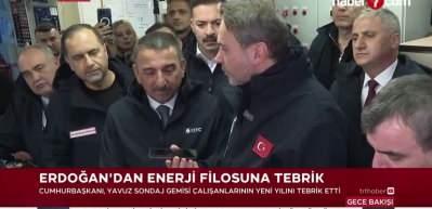 Cumhurbaşkanı Erdoğan, Yavuz Sondaj Gemisi &ccedil;alışanlarının yeni yılını kutladı