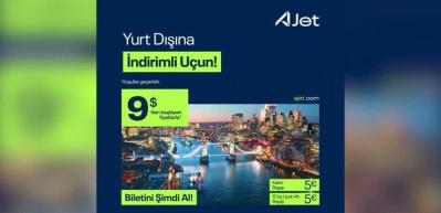 AJet'ten 9 dolar ve avroya yurt dışı seyahati