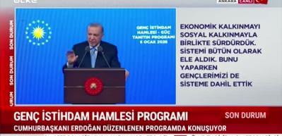 Cumhurbaşkanı Recep Tayyip Erdoğan Gen&ccedil;lerin ilk istihdamında ilk 6 aylık maaşını devlet karşılayacak dedi