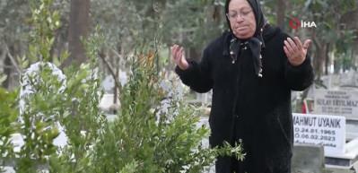 6 Şubat depremlerinden beri kayıp olan kız kardeşinin mezarını kimsesizler mezarlığında buldu