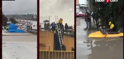 Sağanak yağış sonrası sokaklar g&ouml;le d&ouml;nd&uuml;, evleri su bastı! Bir&ccedil;ok ilden sel manzarası!