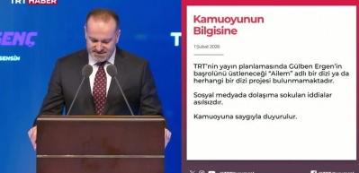 TRT'den G&uuml;lben Ergen iddialarını yalanlandı
