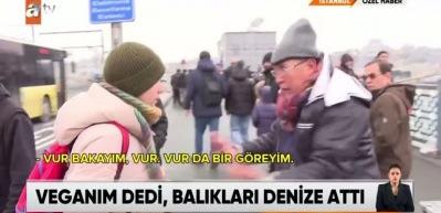 Vegan kadın yaşlı adamın balıklarını denize attı, ortalık karıştı!