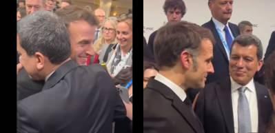 Macron ile ter&ouml;r &ouml;rg&uuml;t&uuml; SDG/YPG elebaşı Mazlum Abdi kucaklaştı