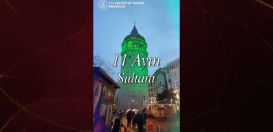 Galata Kulesi'ne ramazana &ouml;zel g&ouml;rseller yansıtıldı