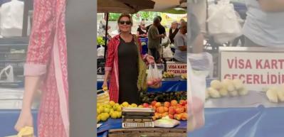 G&uuml;lben Ergen semt pazarına gitti: O anlar b&uuml;y&uuml;k ilgi g&ouml;rd&uuml;!