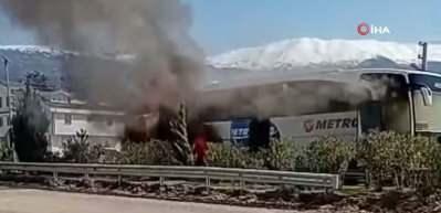 Muğla'da otob&uuml;s yangını