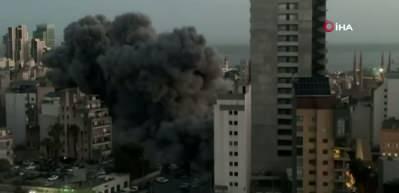 İsrail, L&uuml;bnan&rsquo;da 15 katlı binayı yerle bir etti