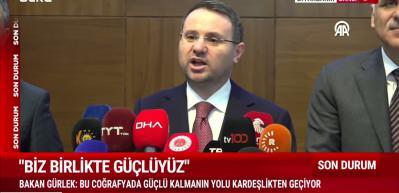 Adalet Bakanı Akın G&uuml;rlek 'Bu coğrafyada g&uuml;&ccedil;l&uuml; kalmak kardeşlikten ge&ccedil;iyor' dedi