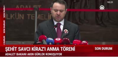  Adalet Bakanı Akın G&uuml;rlek Şehit Savcı Mehmet Selim Kiraz'ı anma t&ouml;rennde konuştu