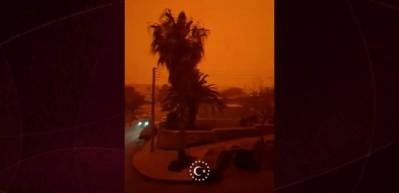 Afrika'dan gelen kum fırtınası Girit adasını kızıla boyadı...