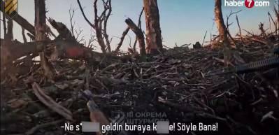 Ukrayna-Rusya savaşında siperdeki g&ouml;ğ&uuml;s g&ouml;ğ&uuml;se &ccedil;atışma kamerada