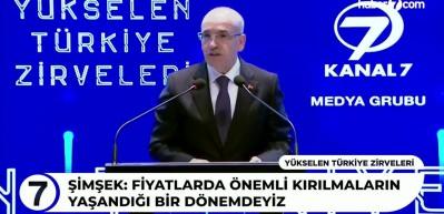 Bakan Şimşek, Kanal 7 Medya Grubu 'Y&uuml;kselen T&uuml;rkiye Zirveleri'nde a&ccedil;ıklamalarda bulundu