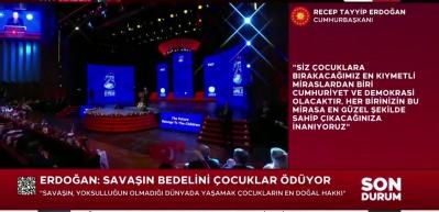 Erdoğan&rsquo;dan &ccedil;ocuklara barış mesajı: &ldquo;Hedefimiz huzur dolu bir d&uuml;nya&rdquo;