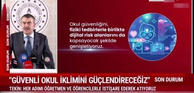 MEB Bakanı Yusuf Tekin  okullarda alınan g&uuml;venlik &ouml;nlemlerini a&ccedil;ıkladlı