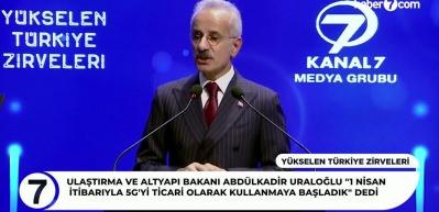 Y&uuml;kselen T&uuml;rkiye zirvesinde konuşan Bakan Uraloğlu 1 Nisan itibariyle 5G'yi ticari olarak kullanmaya başladık" dedi