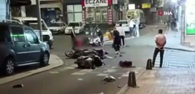 &Ccedil;orlu'da 2 kişinin yaralandığı kavga anı kamerada