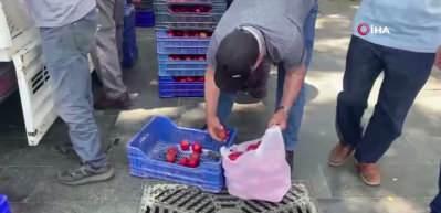 Halde alıcı bulamadığı 4 ton domatesi vatandaşlara &uuml;cretsiz dağıttı