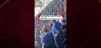  ABD ma&ccedil;ında Bosna Hersek taraftarlarından mest eden Filistin tezah&uuml;ratı