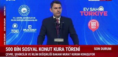 Bakan Murat Kurum 500 Bin Sosyal Konut Kura T&ouml;reni'nde a&ccedil;ıklamalarda bulundu