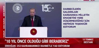  Cumhurbaşkanı Erdoğan darbeceler karşı "Gardımızı d&uuml;ş&uuml;rmeyeceğiz" uyarısında bulundu