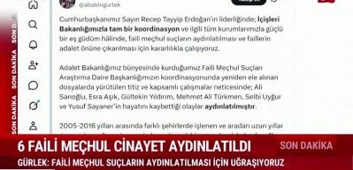 Faili me&ccedil;hul dosyalarda kritik gelişme! Bakan G&uuml;rlek duyurdu: 6 cinayet &ccedil;&ouml;z&uuml;ld&uuml;