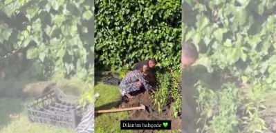 Hastaneden taburcu olmuştu! Dilan Polat kendini bah&ccedil;e işlerine verdi 