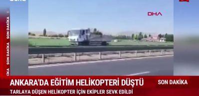 Ankara'da hava aracı tarlaya d&uuml;şt&uuml;